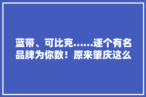 蓝带、可比克……逐个有名品牌为你数！原来肇庆这么牛