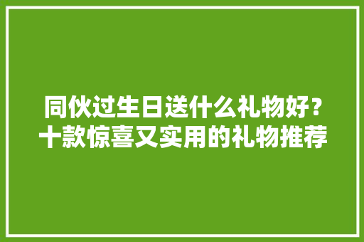 同伙过生日送什么礼物好？十款惊喜又实用的礼物推荐男女通用版