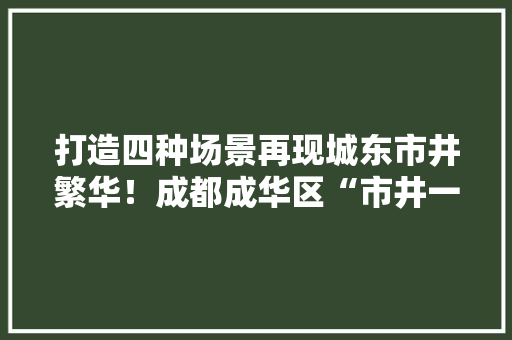 打造四种场景再现城东市井繁华！成都成华区“市井一环”上新