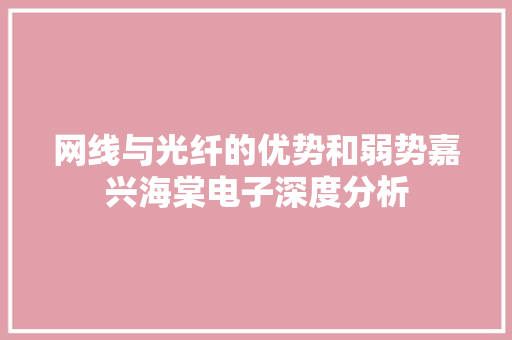 网线与光纤的优势和弱势嘉兴海棠电子深度分析