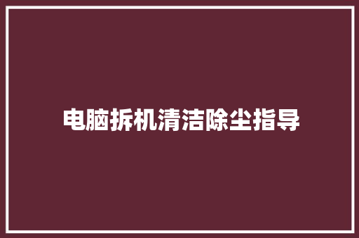 电脑拆机清洁除尘指导