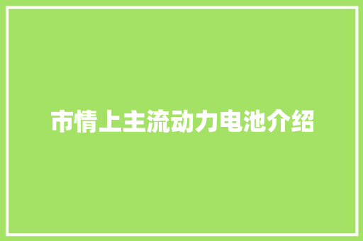 市情上主流动力电池介绍