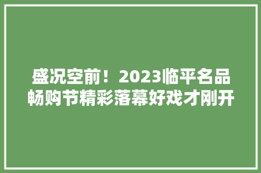 盛况空前！2023临平名品畅购节精彩落幕好戏才刚开首