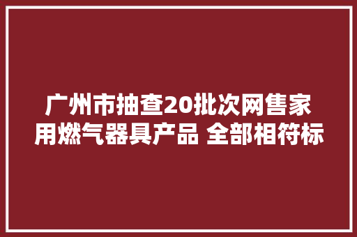 广州市抽查20批次网售家用燃气器具产品 全部相符标准要求 广州市抽查20批次网售家用燃气器具产品 全部相符标准要求 智能科技