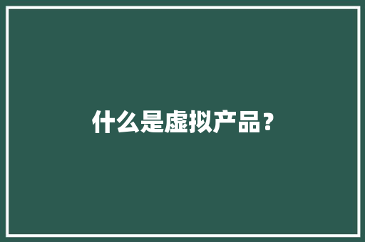 什么是虚拟产品？ 什么是虚拟产品？ 智能家居
