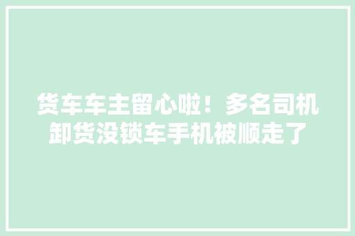 货车车主留心啦！多名司机卸货没锁车手机被顺走了 货车车主留心啦！多名司机卸货没锁车手机被顺走了 智能科技