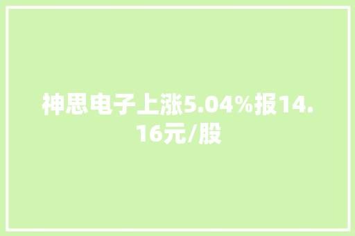 神思电子上涨5.04%报14.16元/股