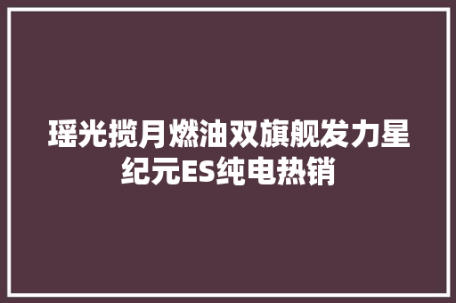 瑶光揽月燃油双旗舰发力星纪元ES纯电热销 瑶光揽月燃油双旗舰发力星纪元ES纯电热销 智能科技