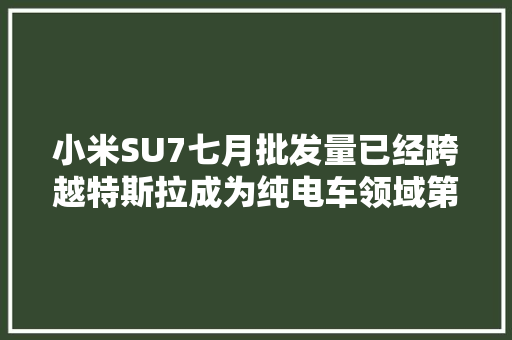 小米SU7七月批发量已经跨越特斯拉成为纯电车领域第一！