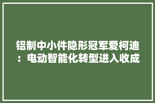 铝制中小件隐形冠军爱柯迪：电动智能化转型进入收成期