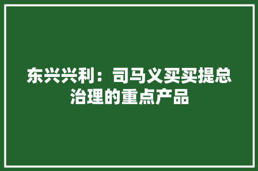 东兴兴利：司马义买买提总治理的重点产品