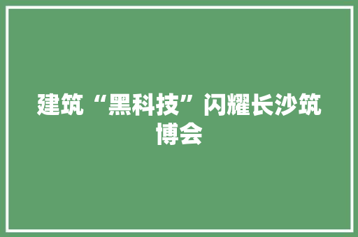 建筑“黑科技”闪耀长沙筑博会