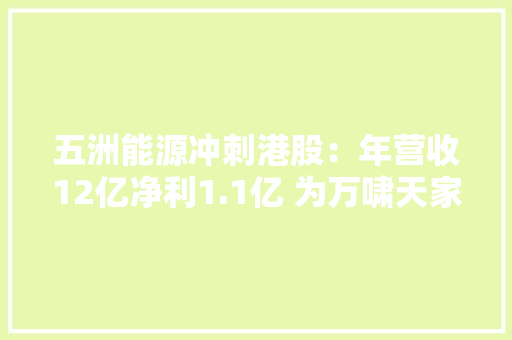 五洲能源冲刺港股：年营收12亿净利1.1亿 为万啸天家族企业