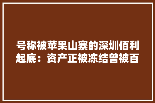 号称被苹果山寨的深圳佰利起底：资产正被冻结曾被百度投资 号称被苹果山寨的深圳佰利起底：资产正被冻结曾被百度投资 人工智能
