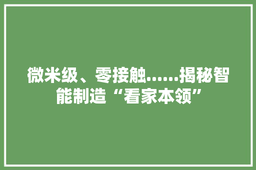微米级、零接触......揭秘智能制造“看家本领”