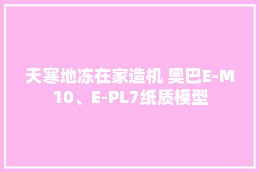 天寒地冻在家造机 奥巴E-M10、E-PL7纸质模型
