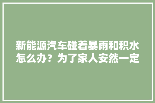 新能源汽车碰着暴雨和积水怎么办？为了家人安然一定要看看！ 新能源汽车碰着暴雨和积水怎么办？为了家人安然一定要看看！ 互联通信