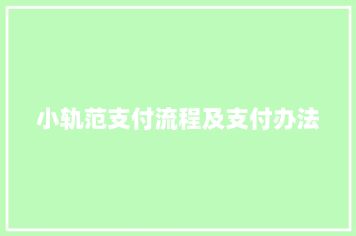 小轨范支付流程及支付办法