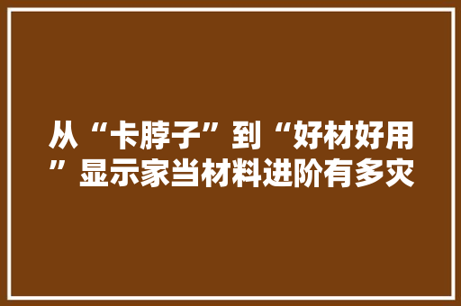 从“卡脖子”到“好材好用”显示家当材料进阶有多灾