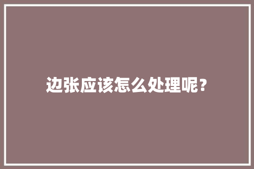 边张应该怎么处理呢？