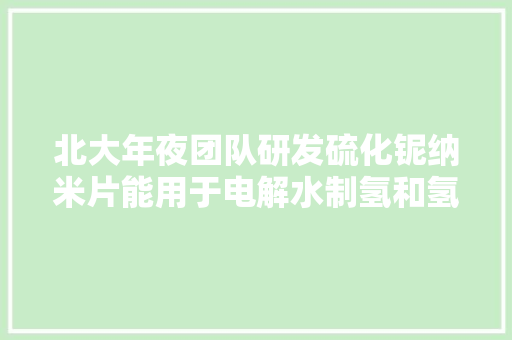 北大年夜团队研发硫化铌纳米片能用于电解水制氢和氢燃料电池