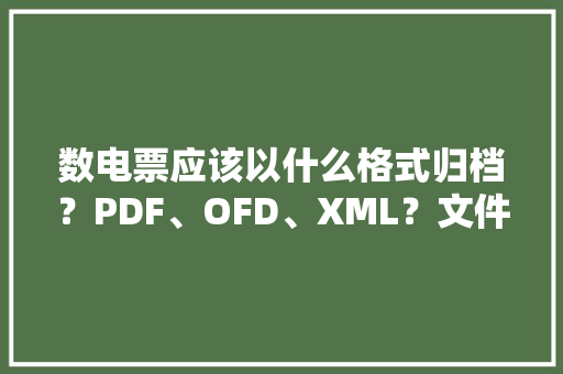 数电票应该以什么格式归档？PDF、OFD、XML？文件明确了！