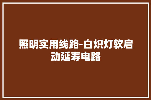 照明实用线路-白炽灯软启动延寿电路 照明实用线路-白炽灯软启动延寿电路 智能家居
