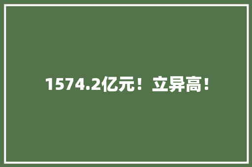 1574.2亿元！立异高！