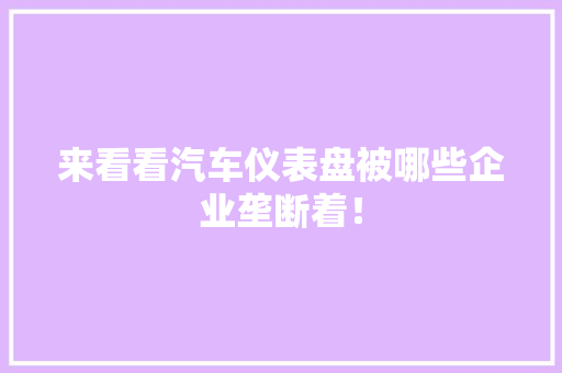 来看看汽车仪表盘被哪些企业垄断着！