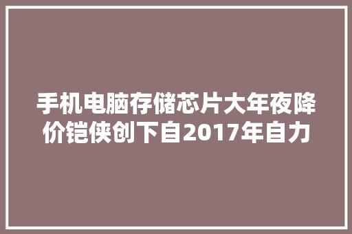 手机电脑存储芯片大年夜降价铠侠创下自2017年自力以来最惨季度财报