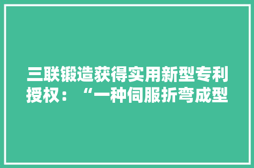 三联锻造获得实用新型专利授权：“一种伺服折弯成型机” 三联锻造获得实用新型专利授权：“一种伺服折弯成型机” 智能科技