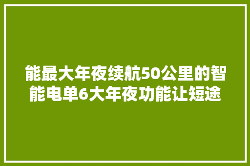 能最大年夜续航50公里的智能电单6大年夜功能让短途出行方便又安然