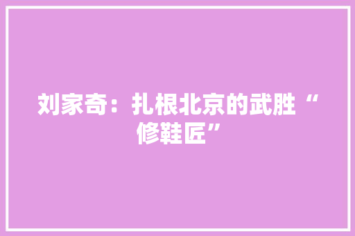 刘家奇：扎根北京的武胜“修鞋匠”
