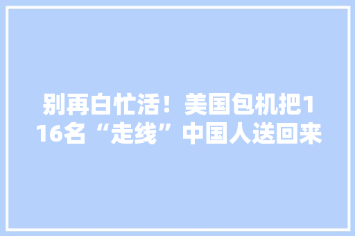 别再白忙活！美国包机把116名“走线”中国人送回来了