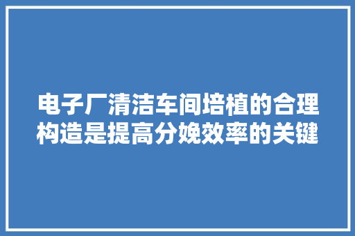 电子厂清洁车间培植的合理构造是提高分娩效率的关键！