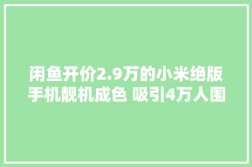 闲鱼开价2.9万的小米绝版手机靓机成色 吸引4万人围不雅观