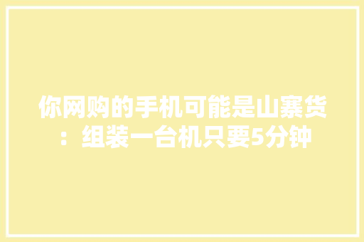 你网购的手机可能是山寨货：组装一台机只要5分钟