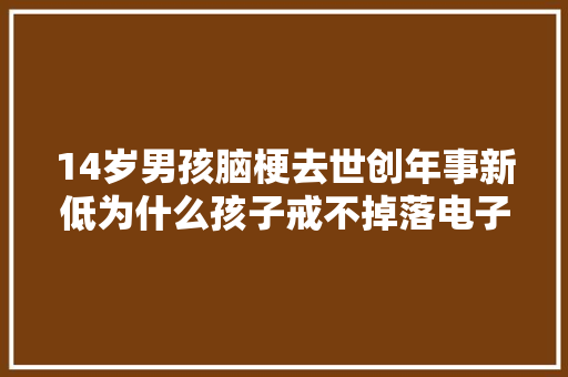 14岁男孩脑梗去世创年事新低为什么孩子戒不掉落电子产品？