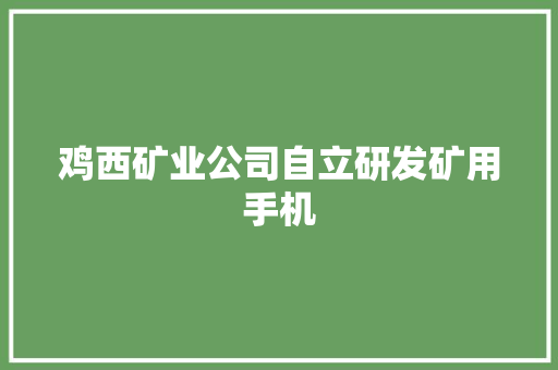 鸡西矿业公司自立研发矿用手机 鸡西矿业公司自立研发矿用手机 互联通信
