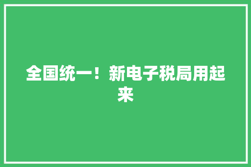 全国统一！新电子税局用起来 全国统一！新电子税局用起来 人工智能