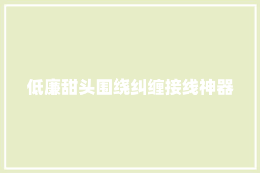 低廉甜头围绕纠缠接线神器
