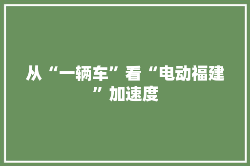 从“一辆车”看“电动福建”加速度