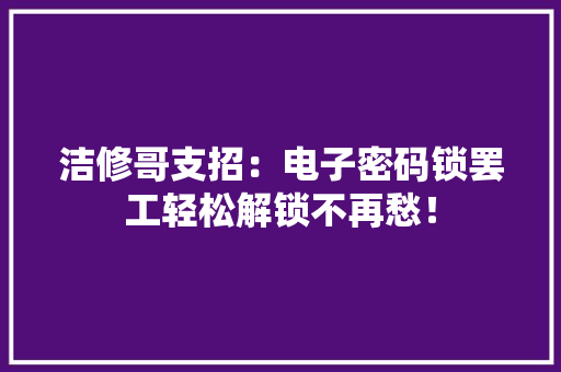 洁修哥支招：电子密码锁罢工轻松解锁不再愁！ 洁修哥支招：电子密码锁罢工轻松解锁不再愁！ 智能家居