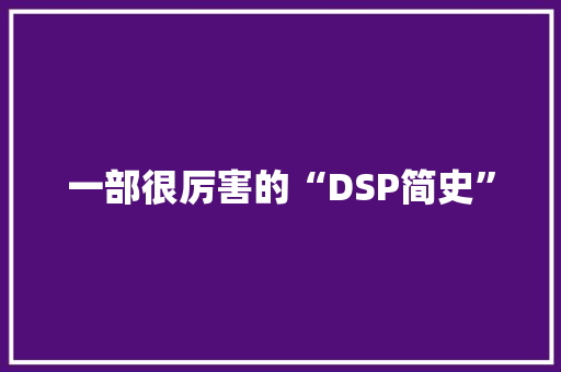 一部很厉害的“DSP简史”