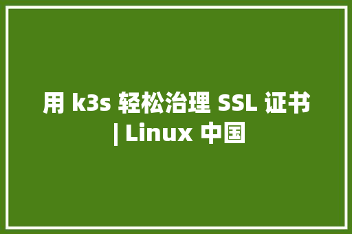 用 k3s 轻松治理 SSL 证书 | Linux 中国 用 k3s 轻松治理 SSL 证书 | Linux 中国 互联通信