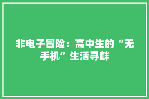 非电子冒险：高中生的“无手机”生活寻衅 非电子冒险：高中生的“无手机”生活寻衅 智能家居