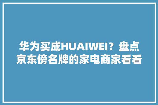 华为买成HUAIWEI？盘点京东傍名牌的家电商家看看你中招了没有