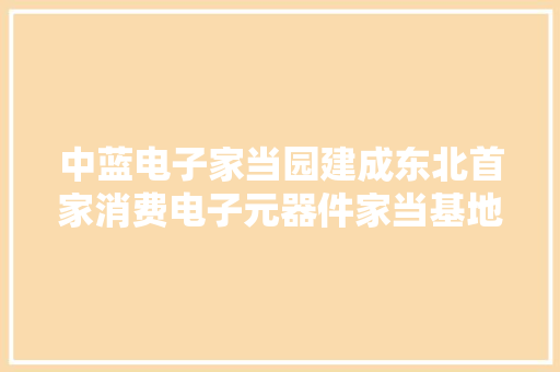 中蓝电子家当园建成东北首家消费电子元器件家当基地