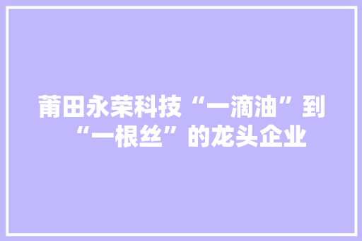莆田永荣科技“一滴油”到“一根丝”的龙头企业 莆田永荣科技“一滴油”到“一根丝”的龙头企业 智能科技