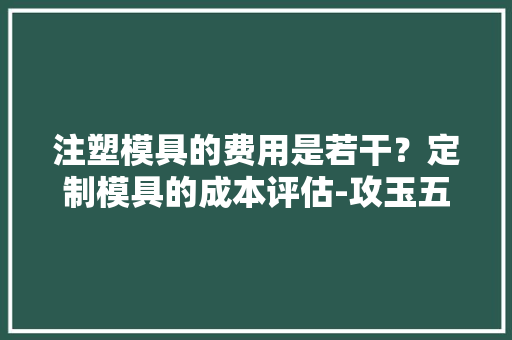 注塑模具的费用是若干？定制模具的成本评估-攻玉五金周详